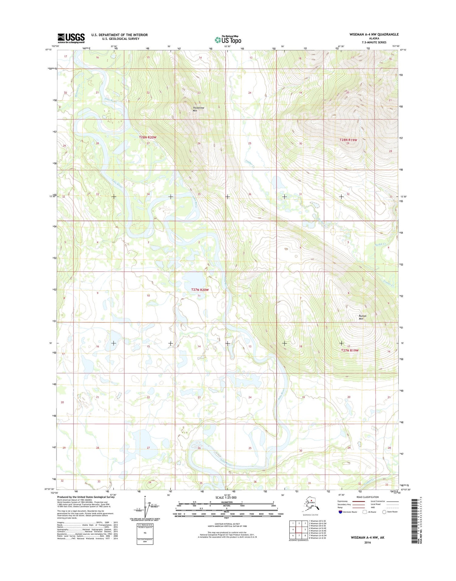 Wiseman A-4 NW Alaska US Topo Map Image