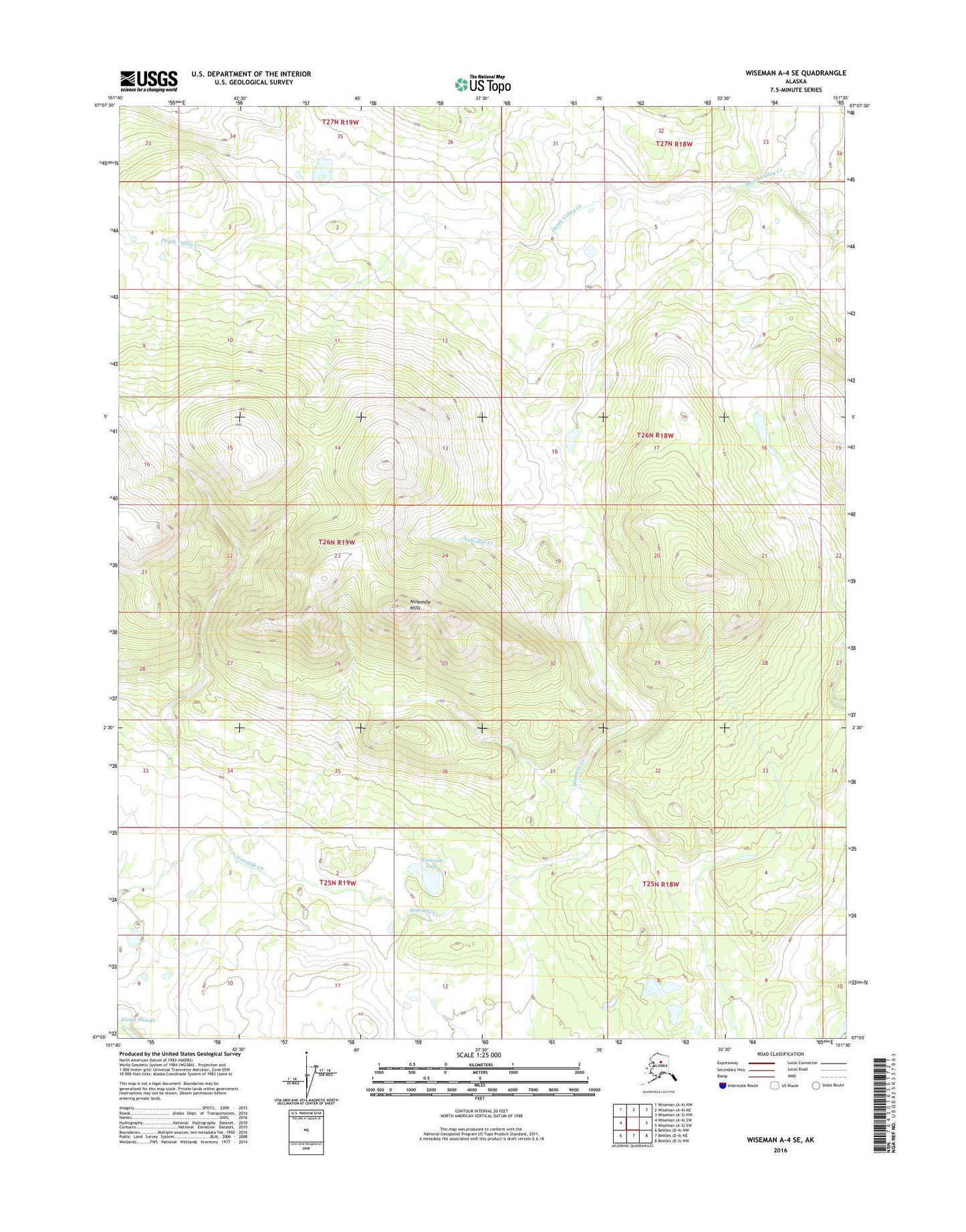 Wiseman A-4 SE Alaska US Topo Map Image