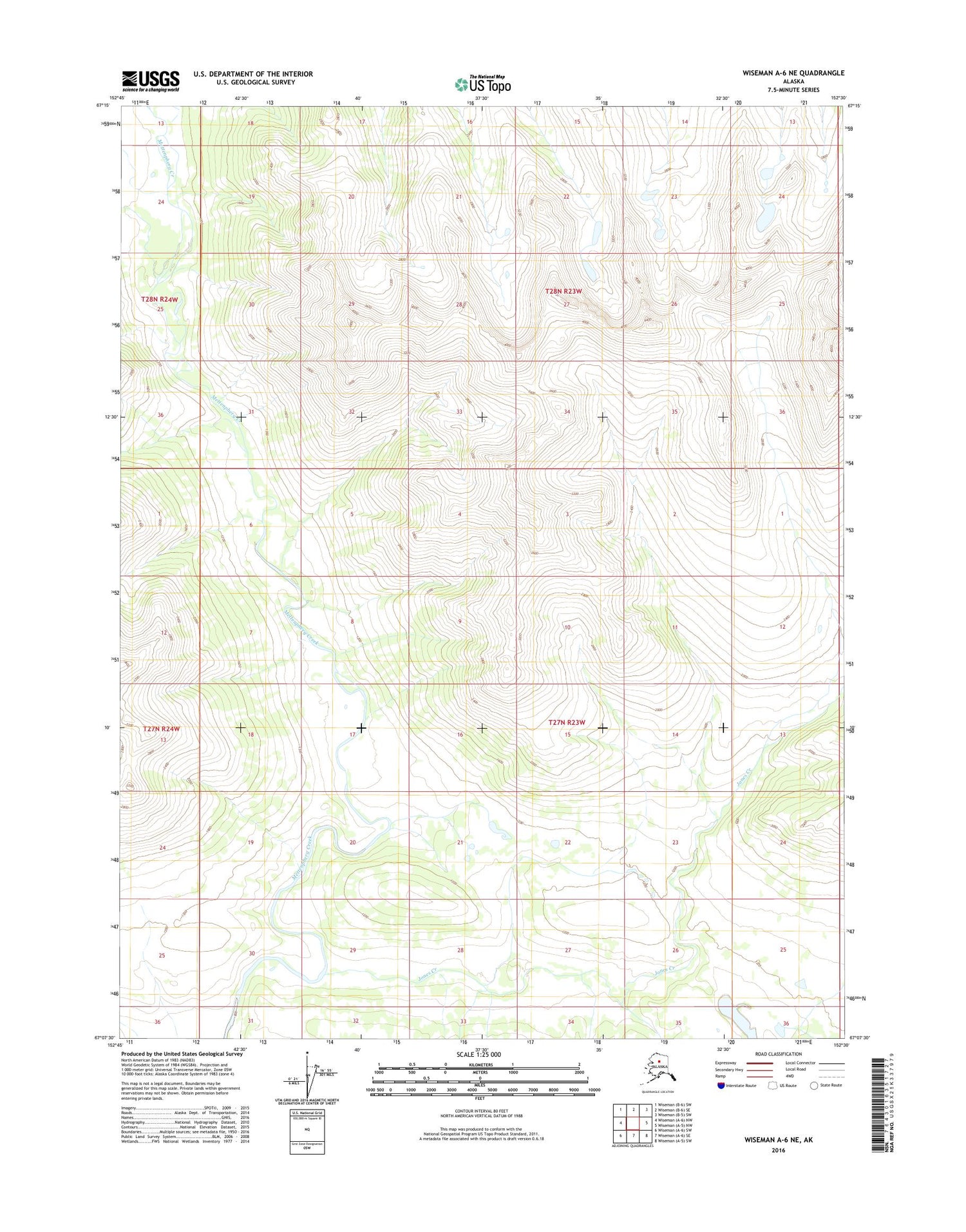 Wiseman A-6 NE Alaska US Topo Map Image