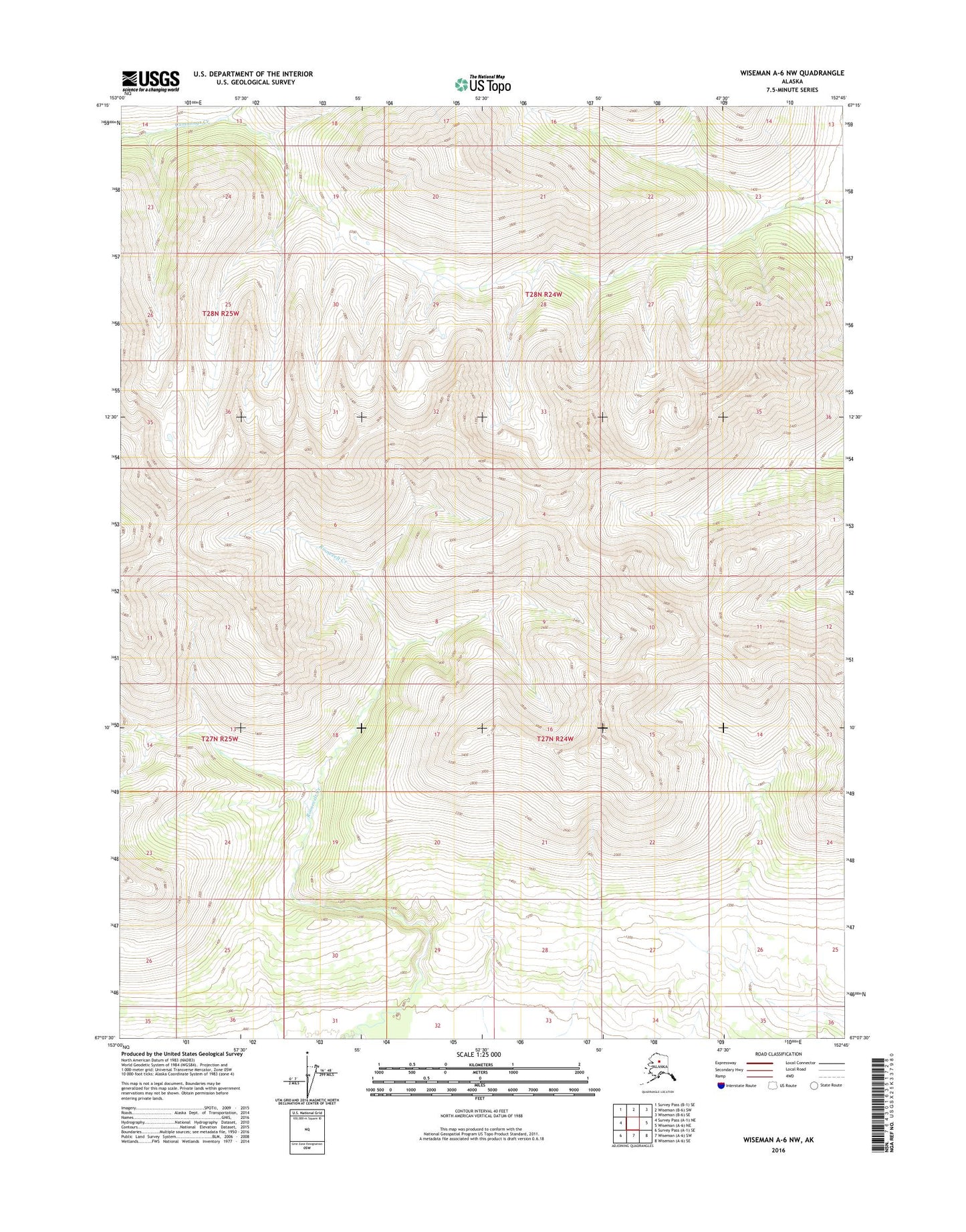 Wiseman A-6 NW Alaska US Topo Map Image