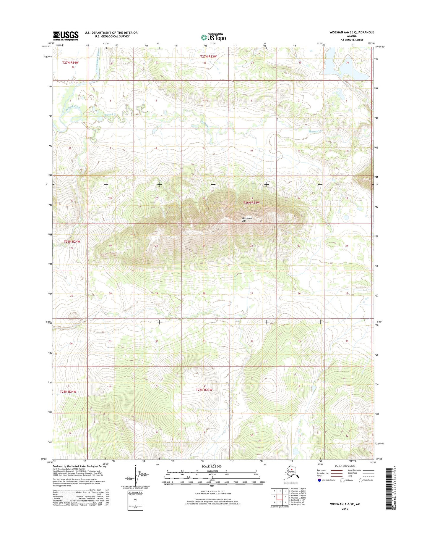 Wiseman A-6 SE Alaska US Topo Map Image