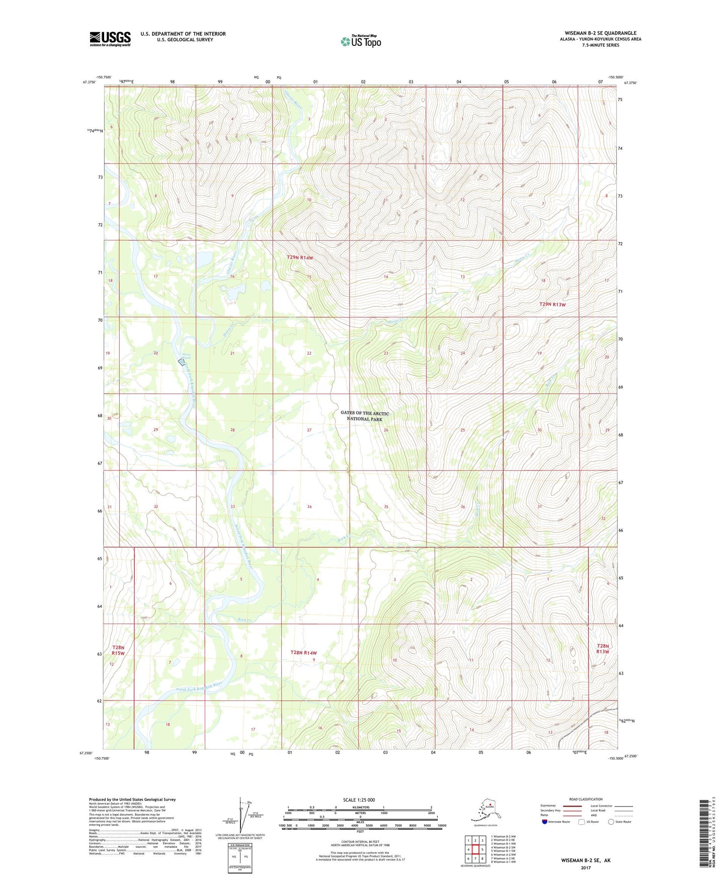 Wiseman B-2 SE Alaska US Topo Map Image