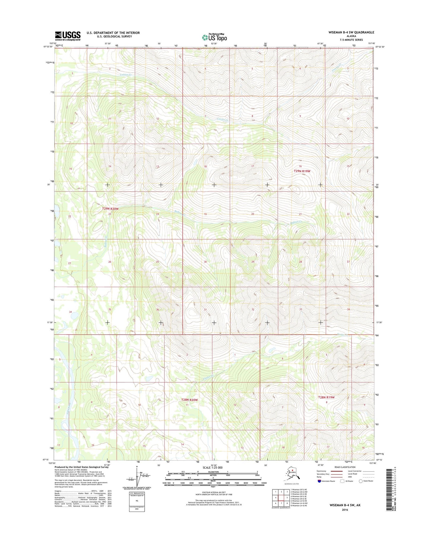 Wiseman B-4 SW Alaska US Topo Map Image
