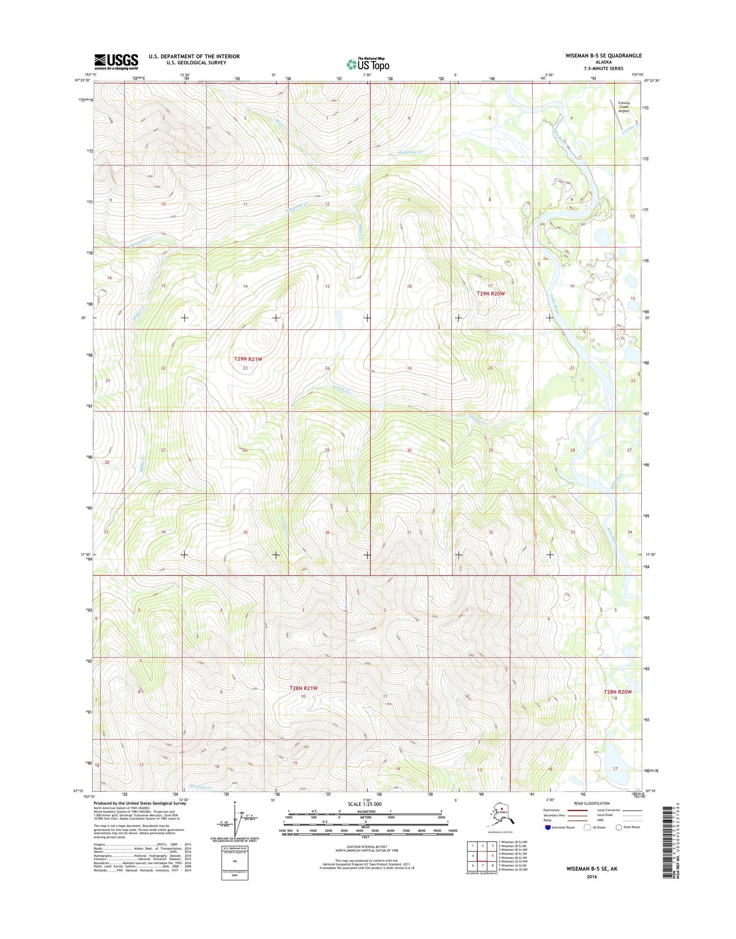 Wiseman B-5 SE Alaska US Topo Map Image