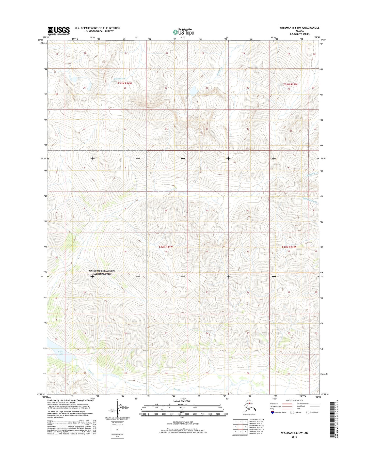 Wiseman B-6 NW Alaska US Topo Map Image