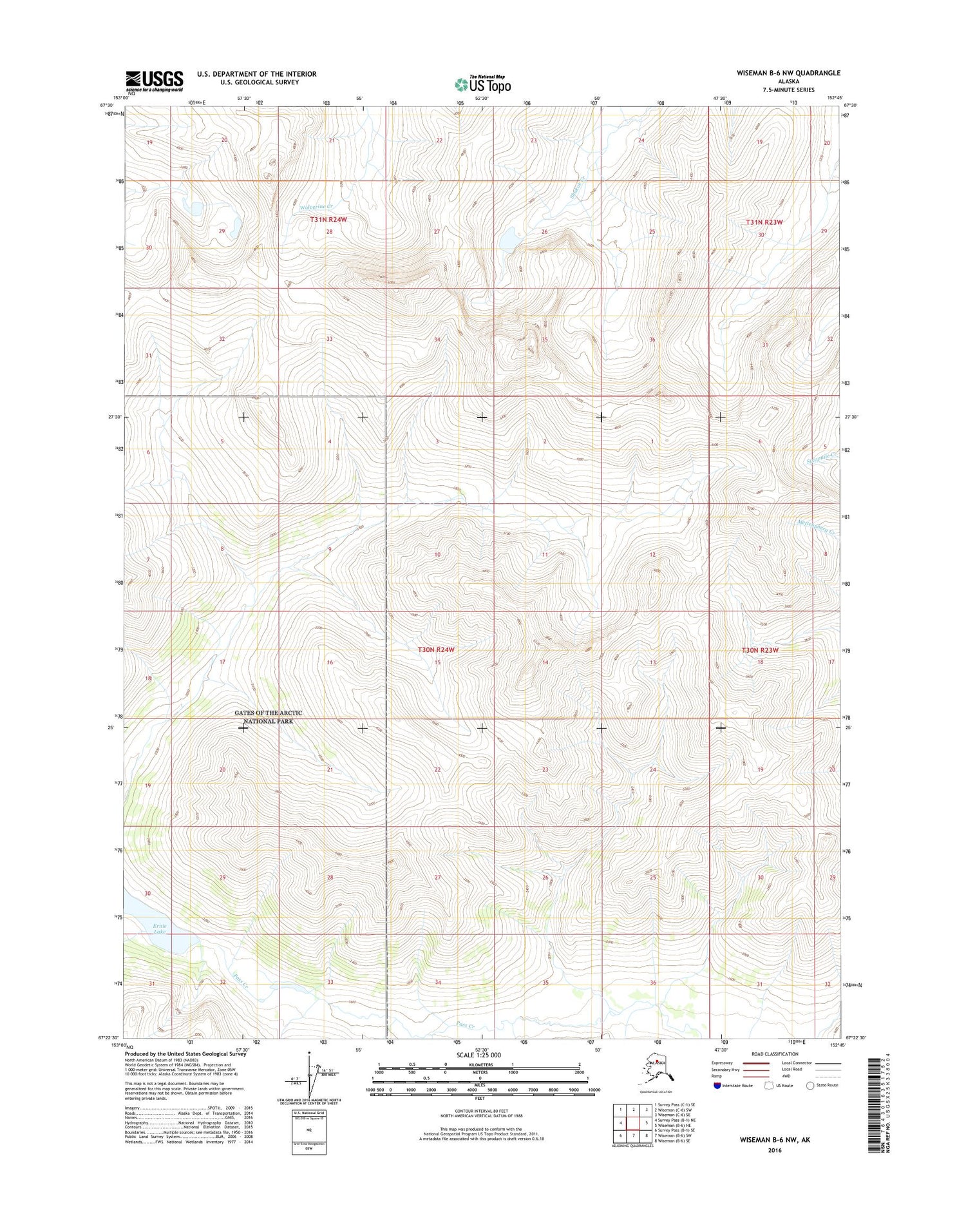 Wiseman B-6 NW Alaska US Topo Map Image