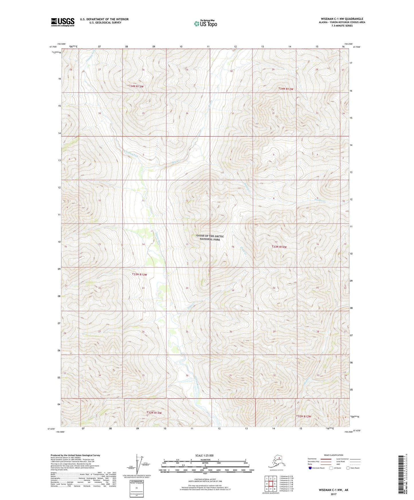Wiseman C-1 NW Alaska US Topo Map Image
