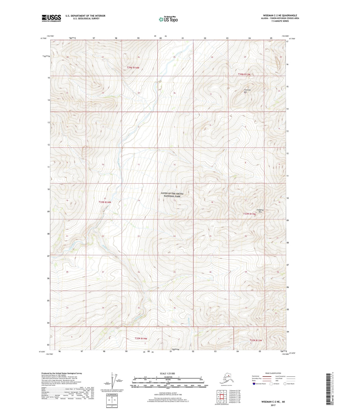Wiseman C-2 NE Alaska US Topo Map Image
