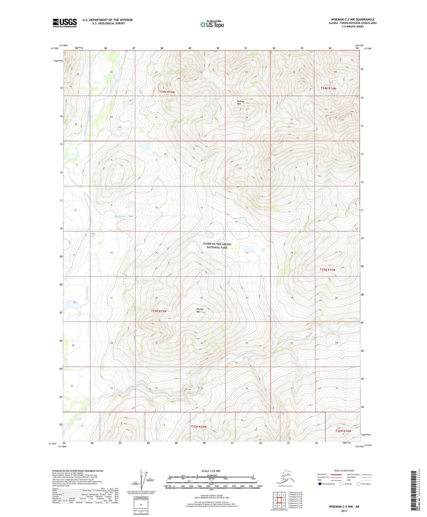 Wiseman C-2 NW Alaska US Topo Map Image