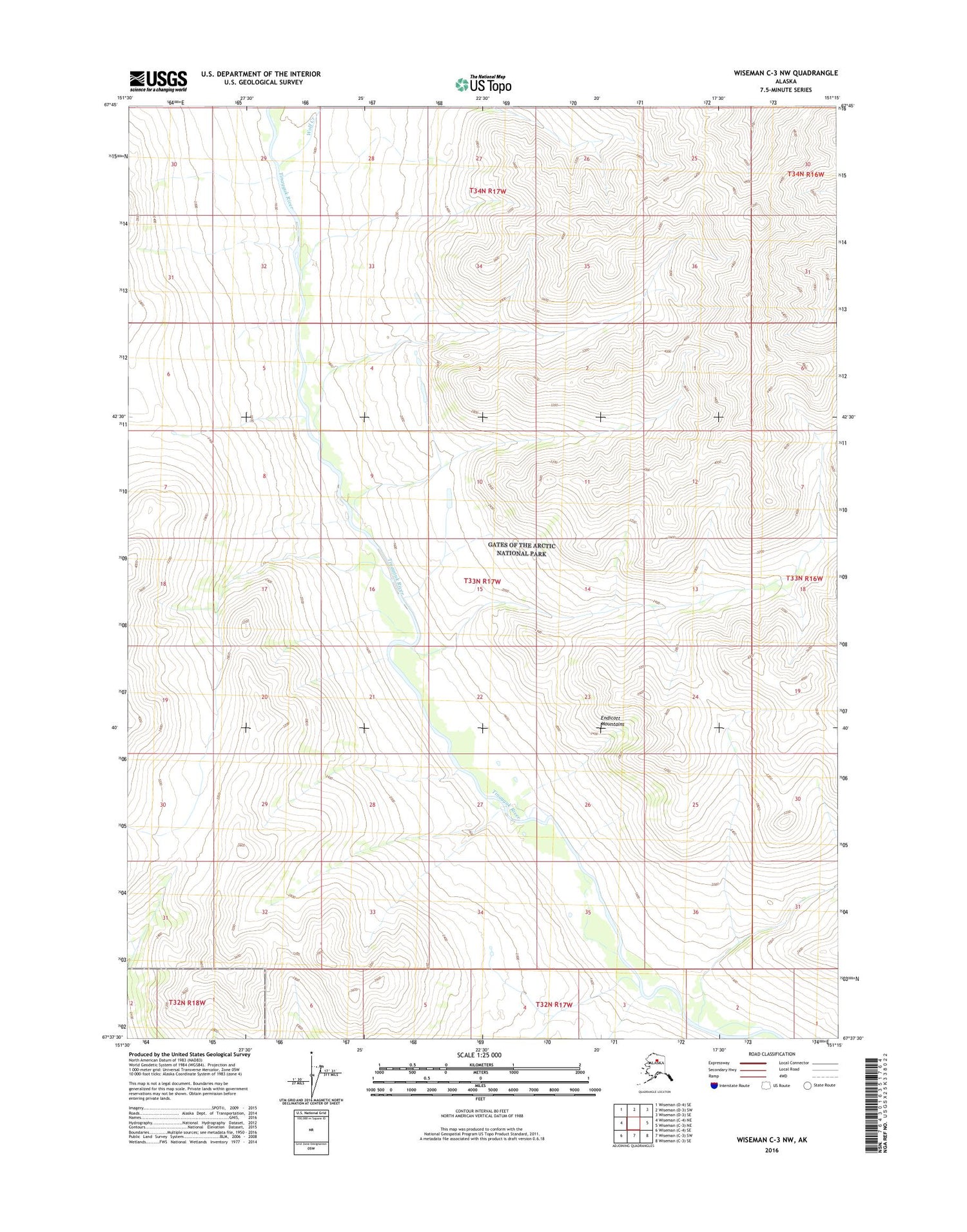 Wiseman C-3 NW Alaska US Topo Map Image