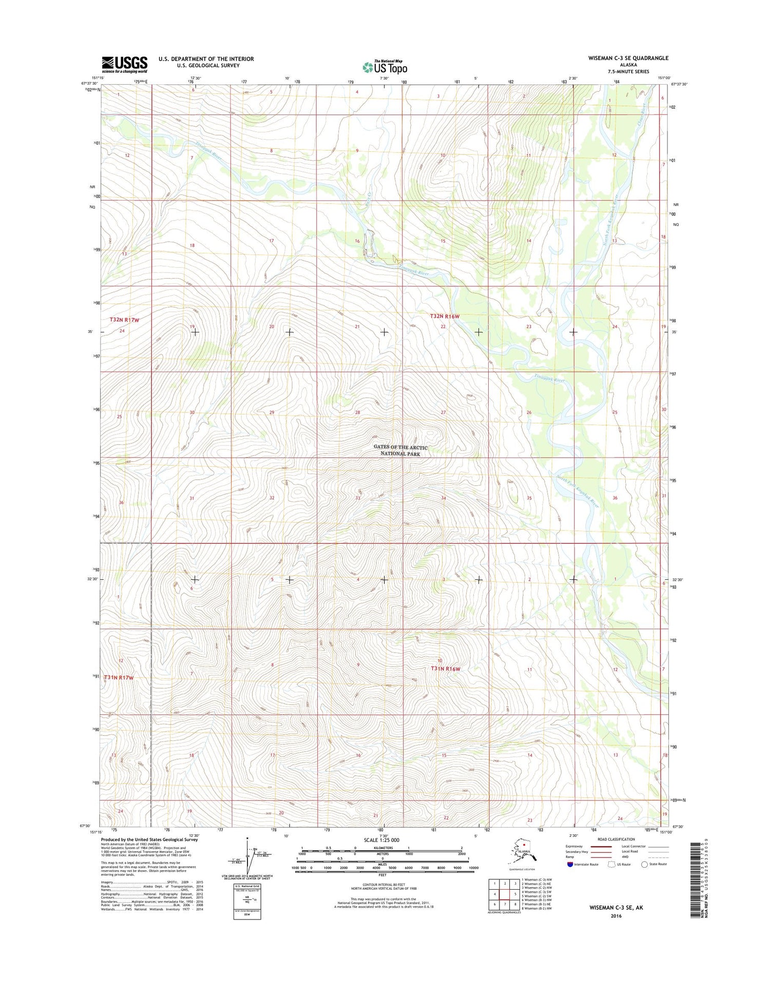 Wiseman C-3 SE Alaska US Topo Map Image
