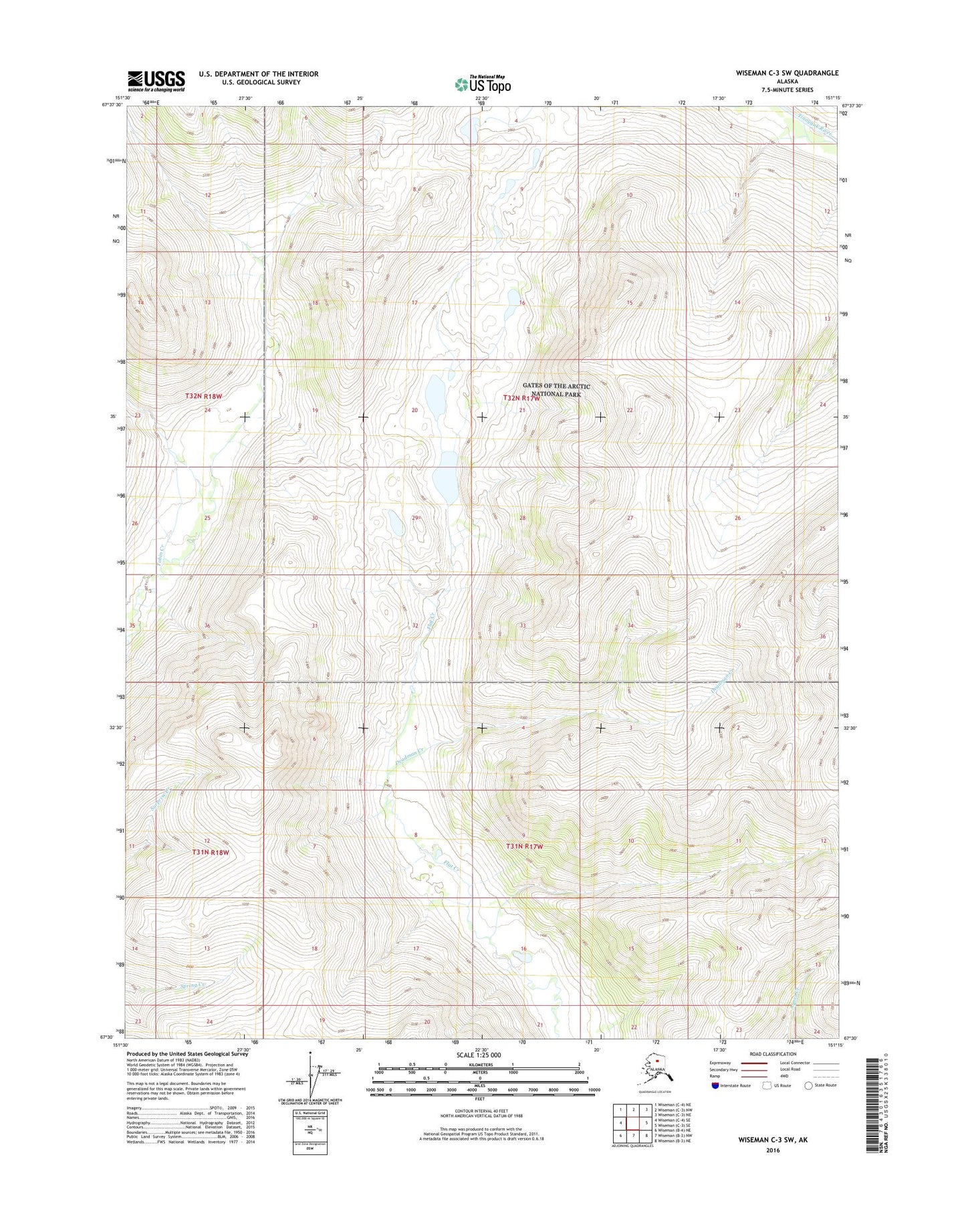 Wiseman C-3 SW Alaska US Topo Map Image
