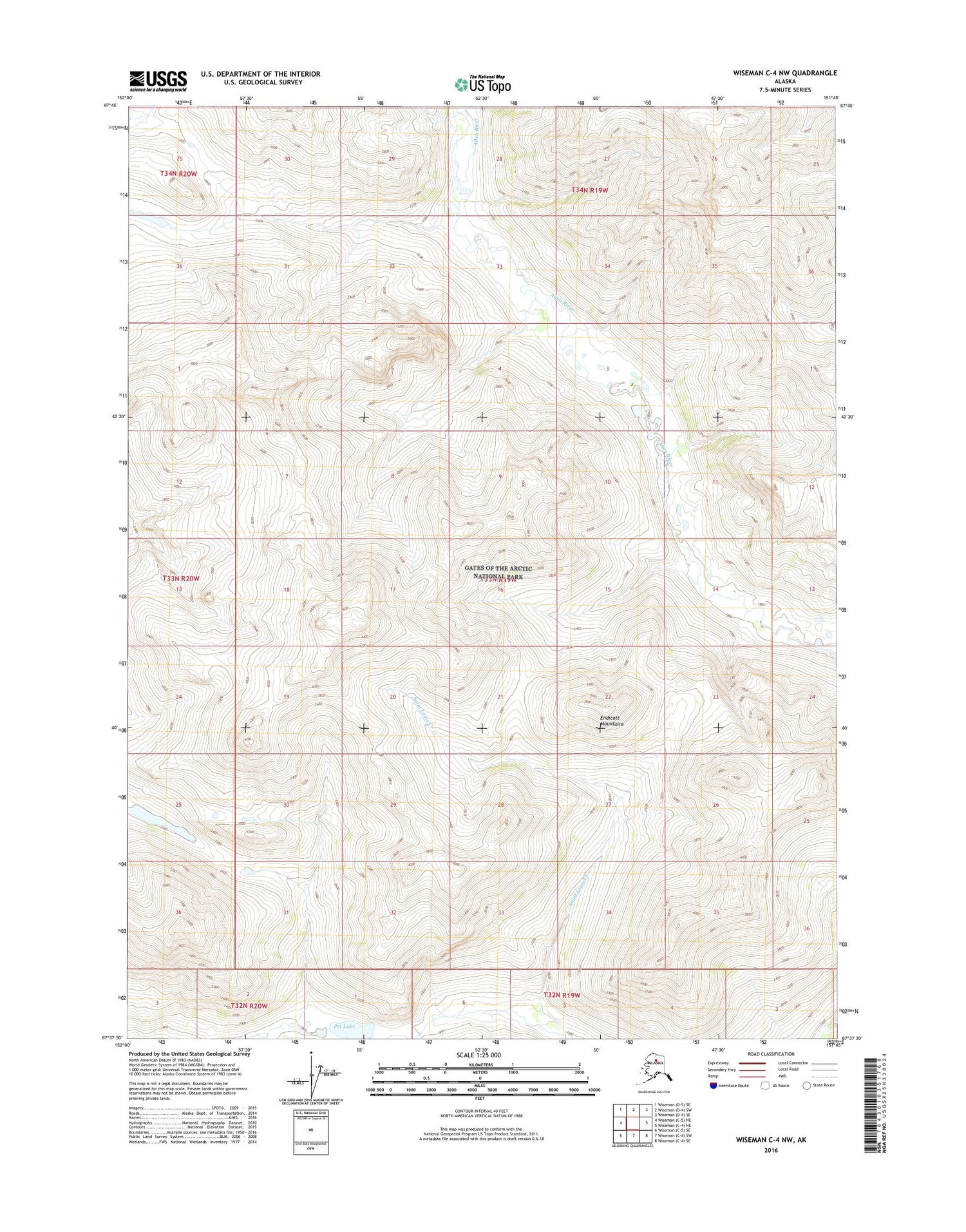 Wiseman C-4 NW Alaska US Topo Map Image