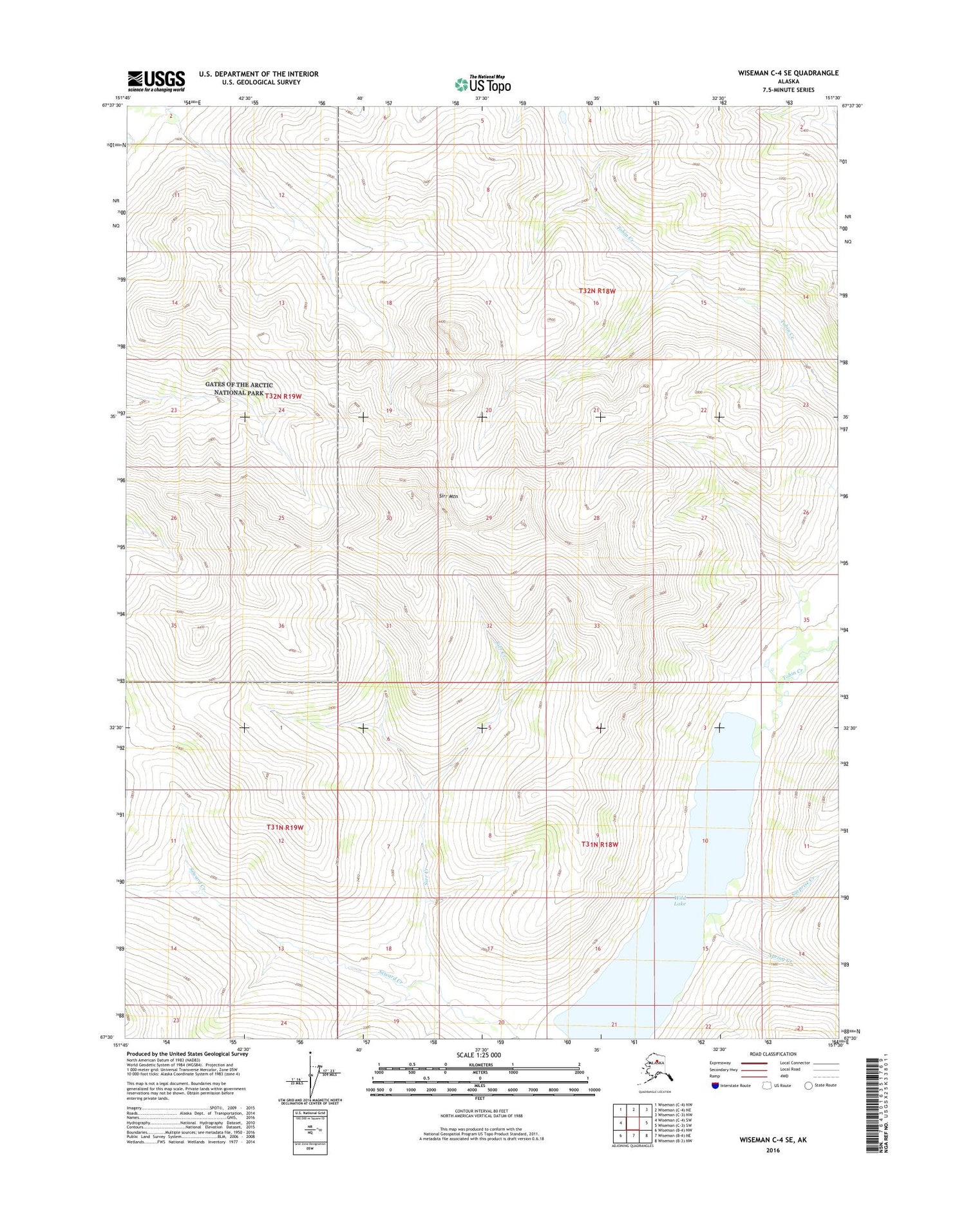 Wiseman C-4 SE Alaska US Topo Map Image
