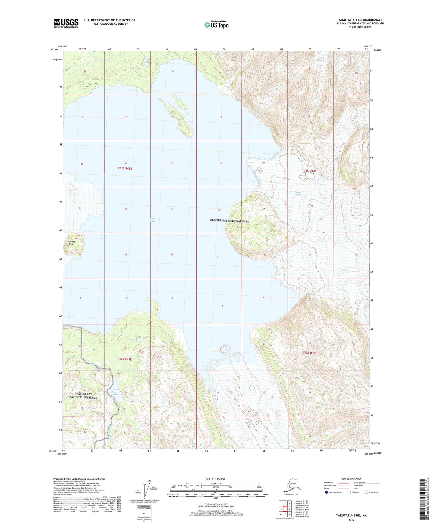 Yakutat A-1 NE Alaska US Topo Map Image