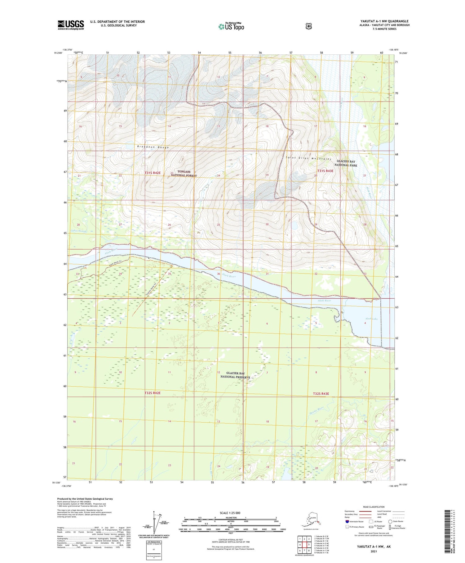 Yakutat A-1 NW Alaska US Topo Map Image