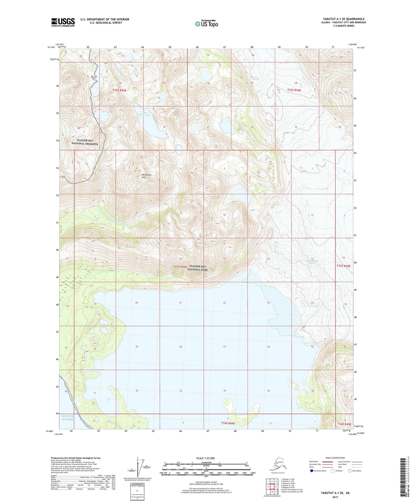 Yakutat A-1 SE Alaska US Topo Map Image