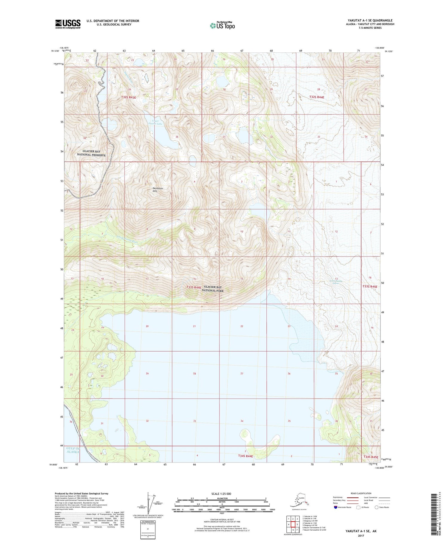 Yakutat A-1 SE Alaska US Topo Map Image