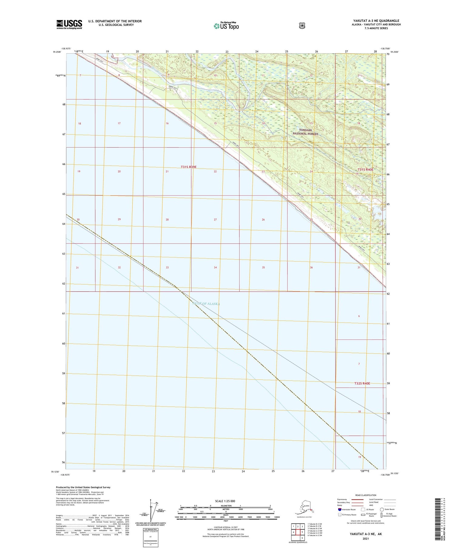 Yakutat A-3 NE Alaska US Topo Map Image