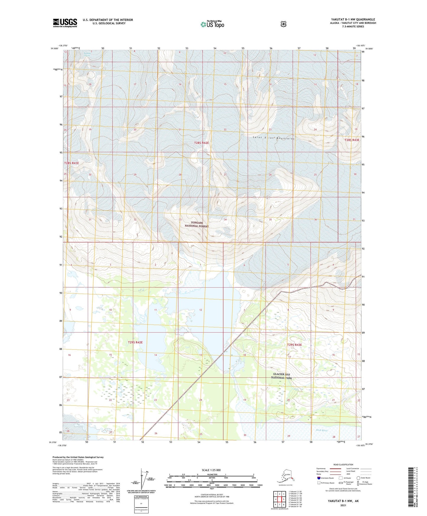 Yakutat B-1 NW Alaska US Topo Map Image