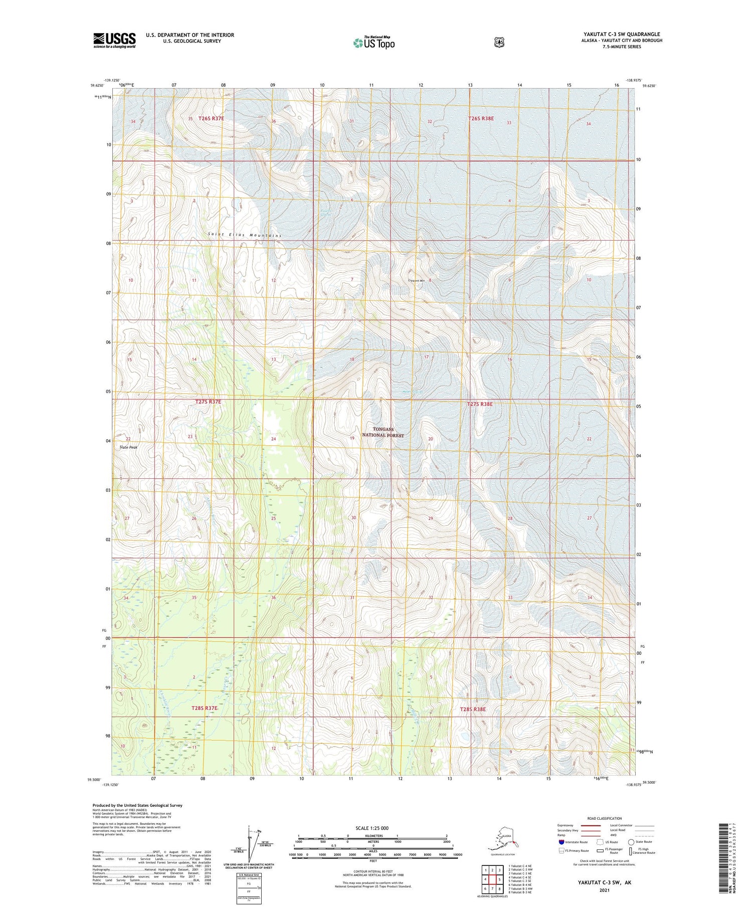Yakutat C-3 SW Alaska US Topo Map Image