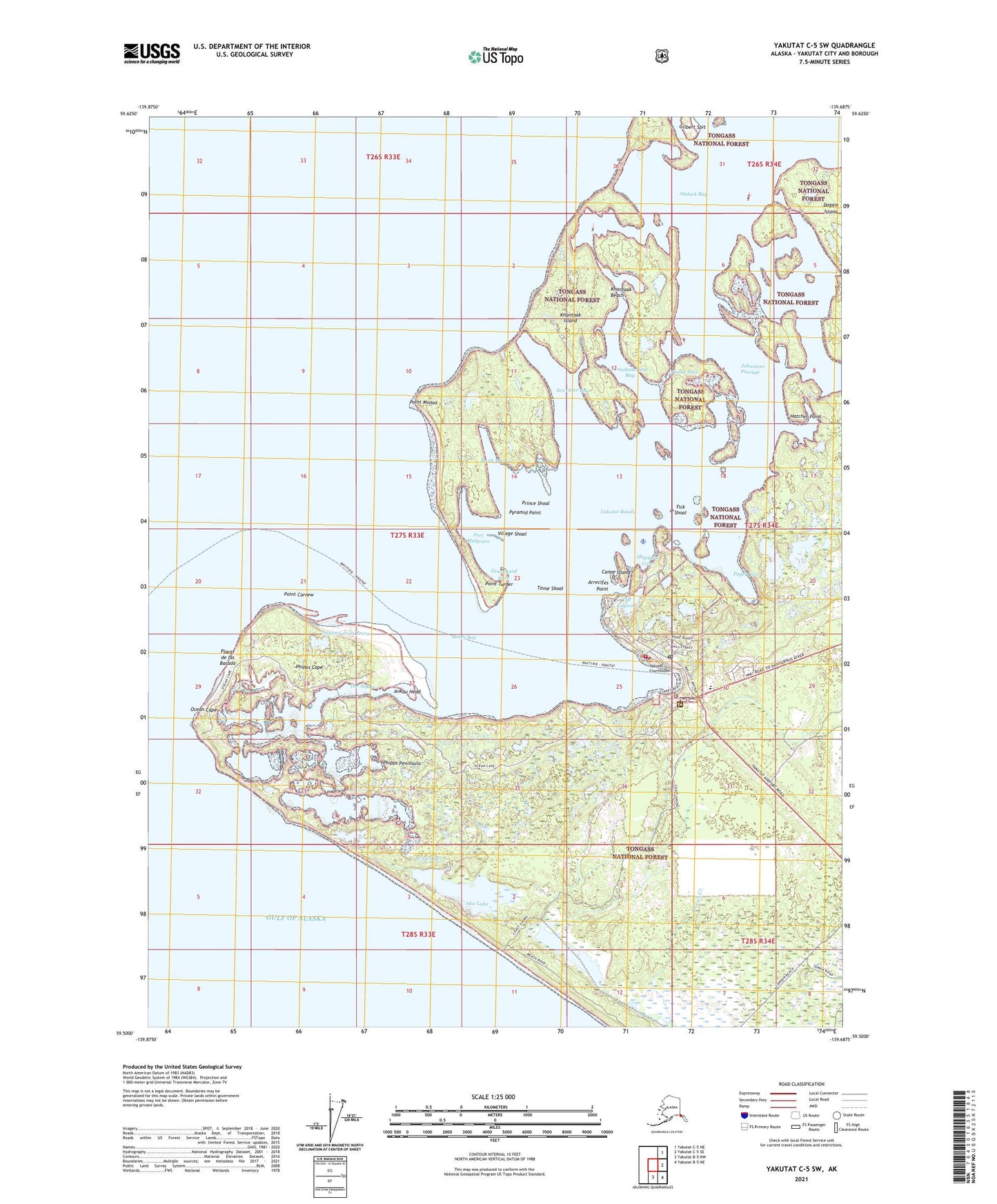 Yakutat C-5 SW Alaska US Topo Map Image