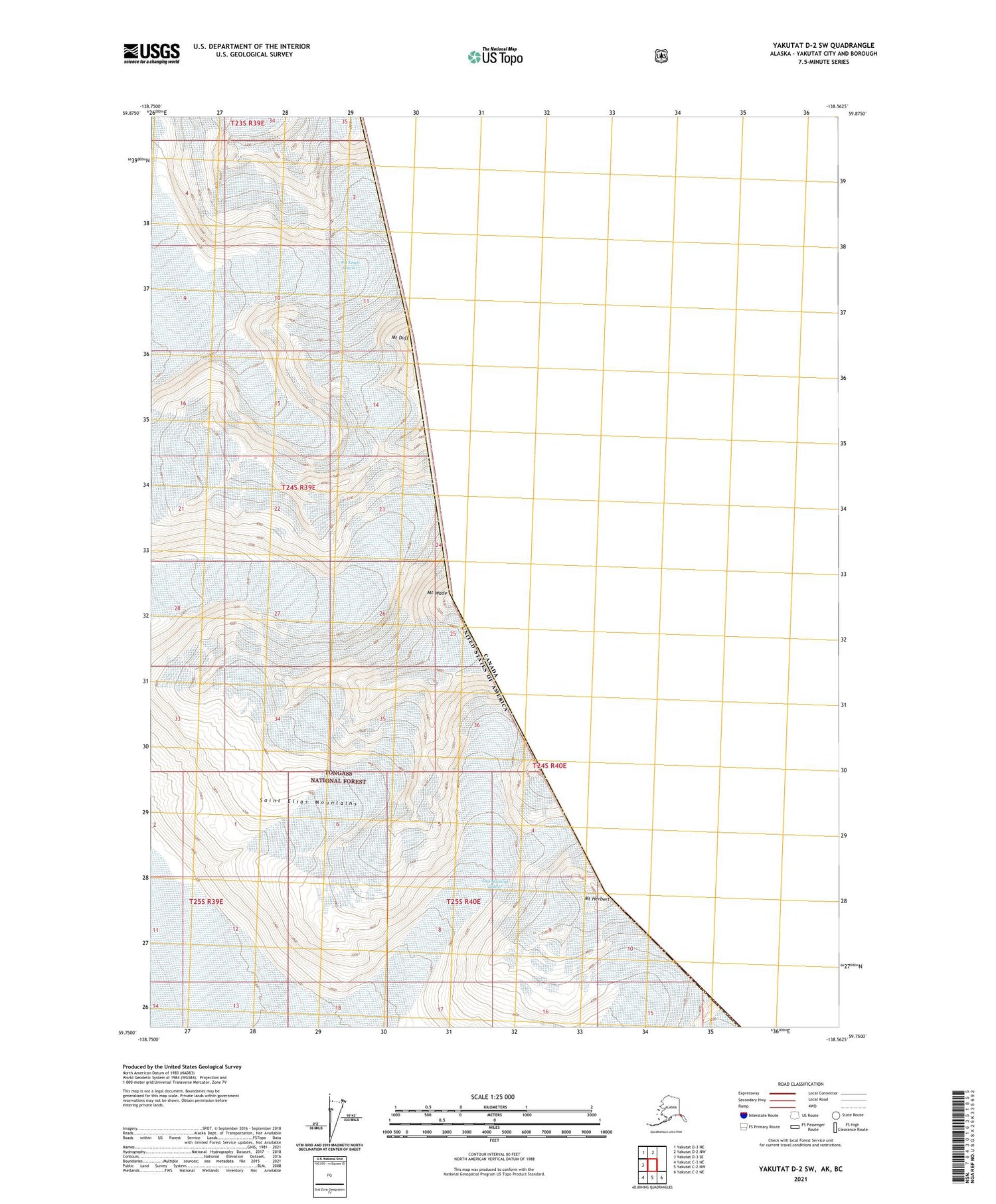 Yakutat D-2 SW Alaska US Topo Map Image