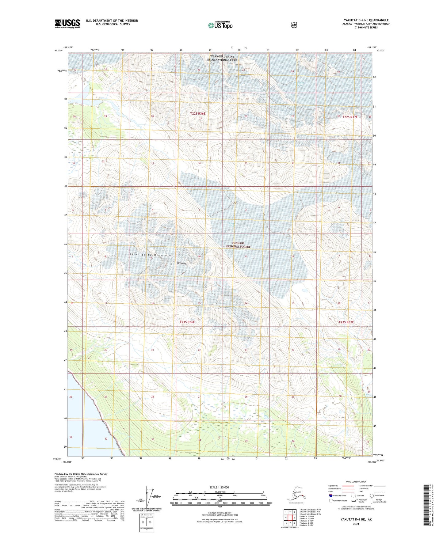 Yakutat D-4 NE Alaska US Topo Map Image