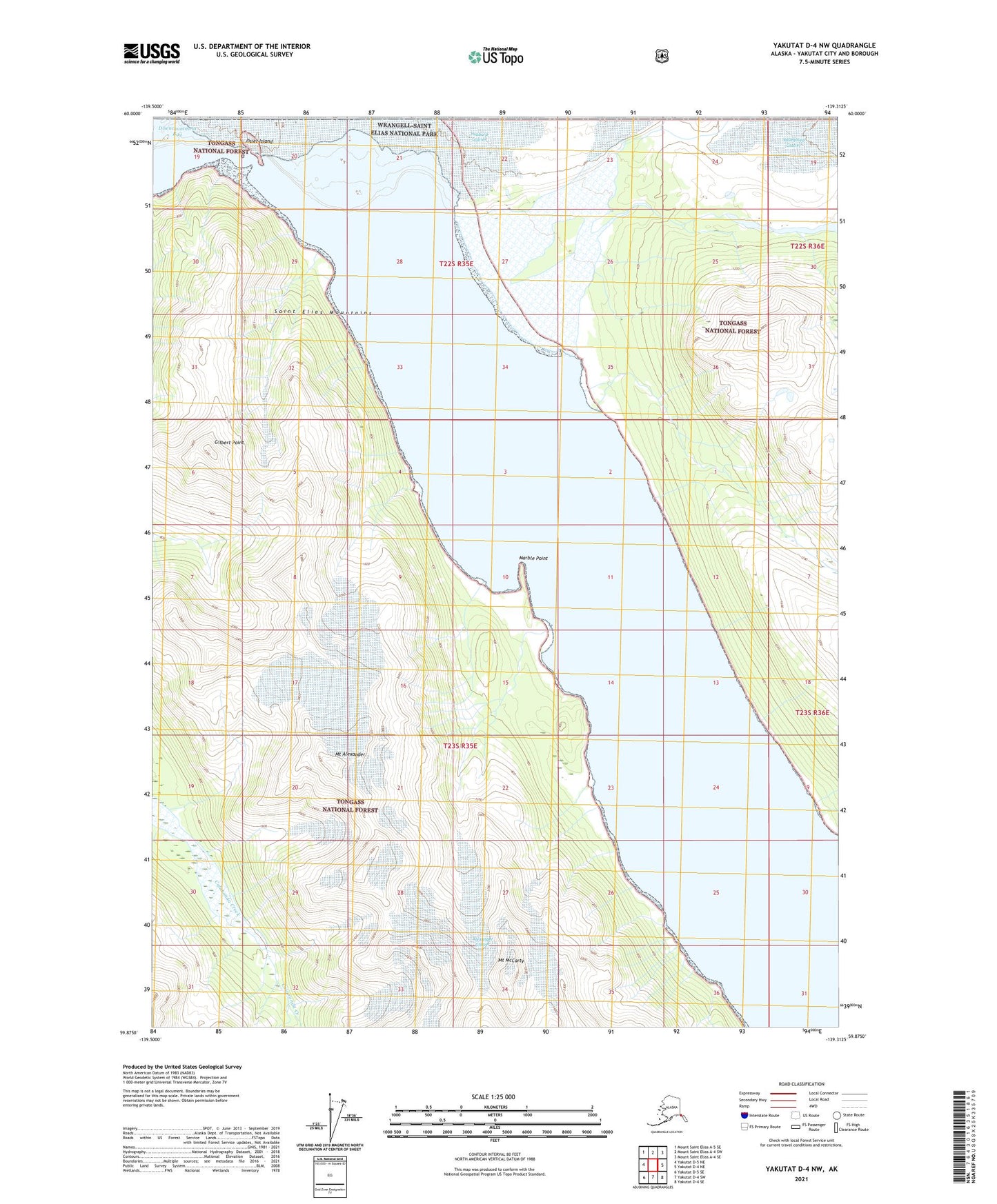 Yakutat D-4 NW Alaska US Topo Map Image