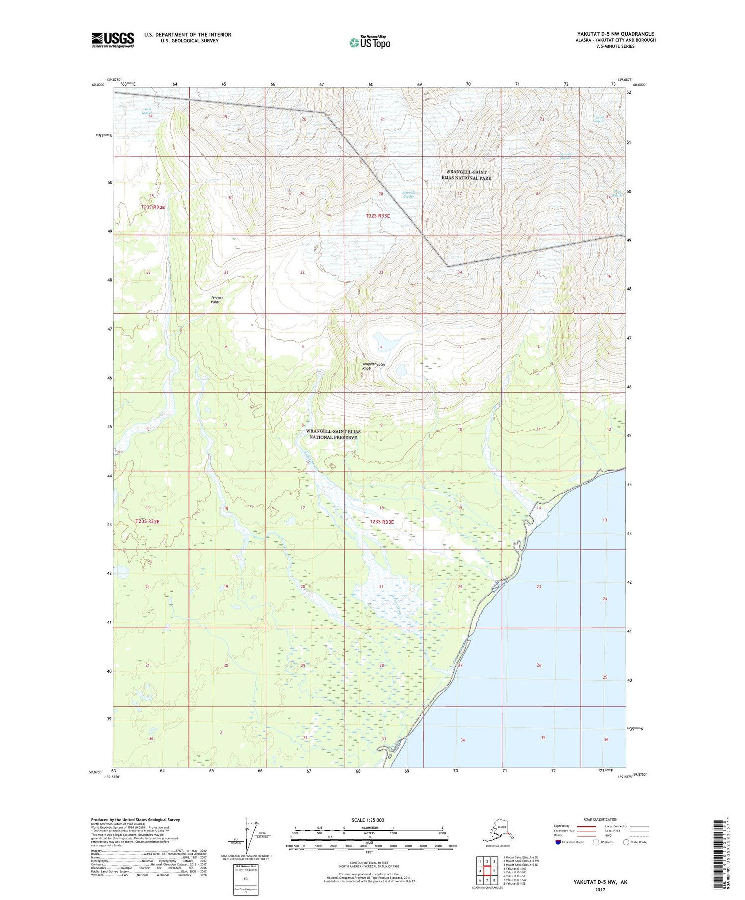 Yakutat D-5 NW Alaska US Topo Map Image