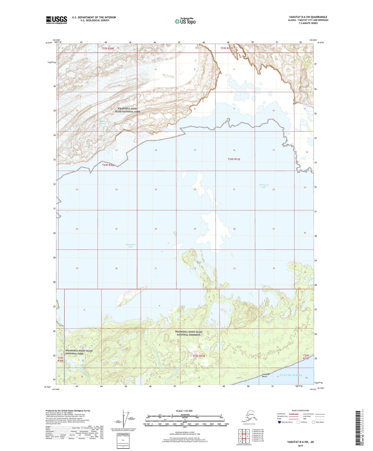 Yakutat D-6 SW Alaska US Topo Map Image