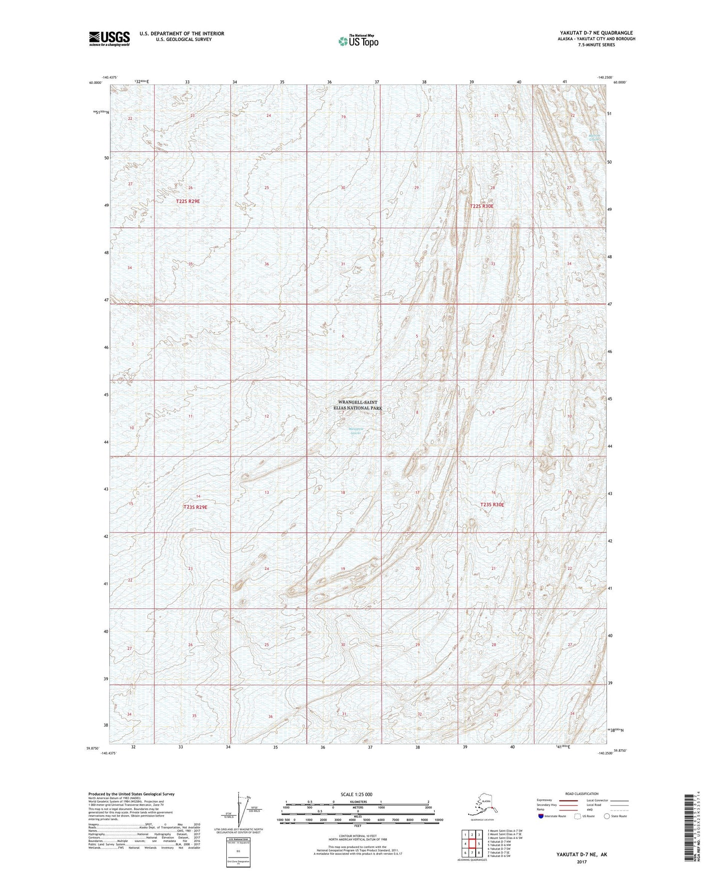Yakutat D-7 NE Alaska US Topo Map Image