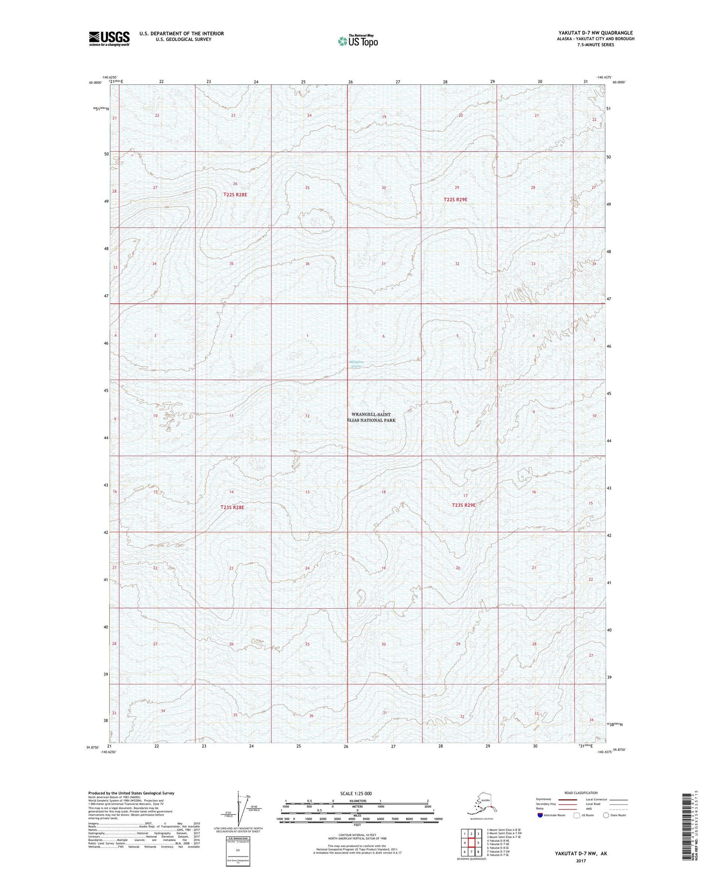 Yakutat D-7 NW Alaska US Topo Map Image