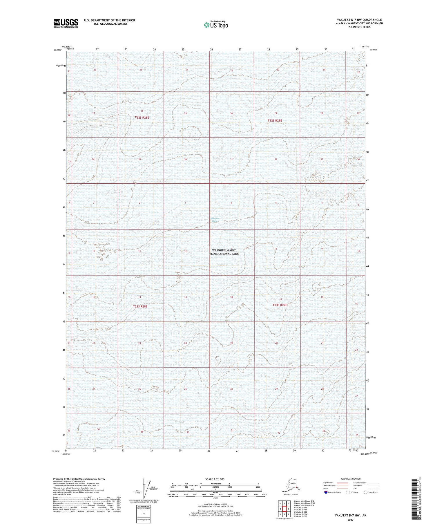 Yakutat D-7 NW Alaska US Topo Map Image