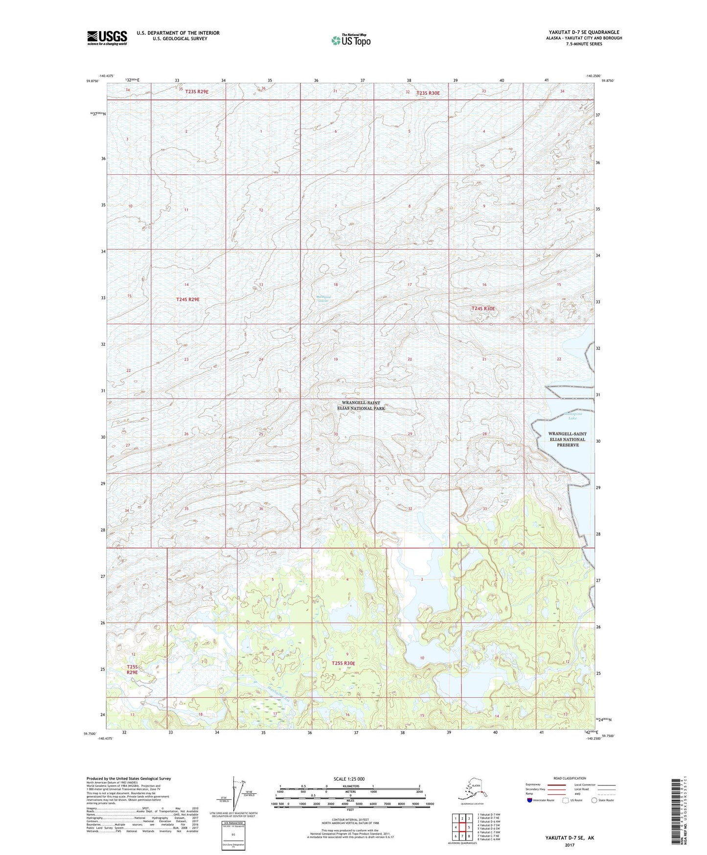 Yakutat D-7 SE Alaska US Topo Map Image