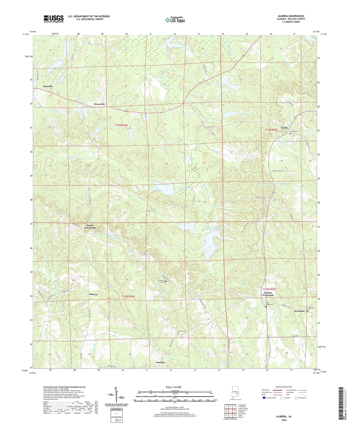 Almeria Alabama US Topo Map Image