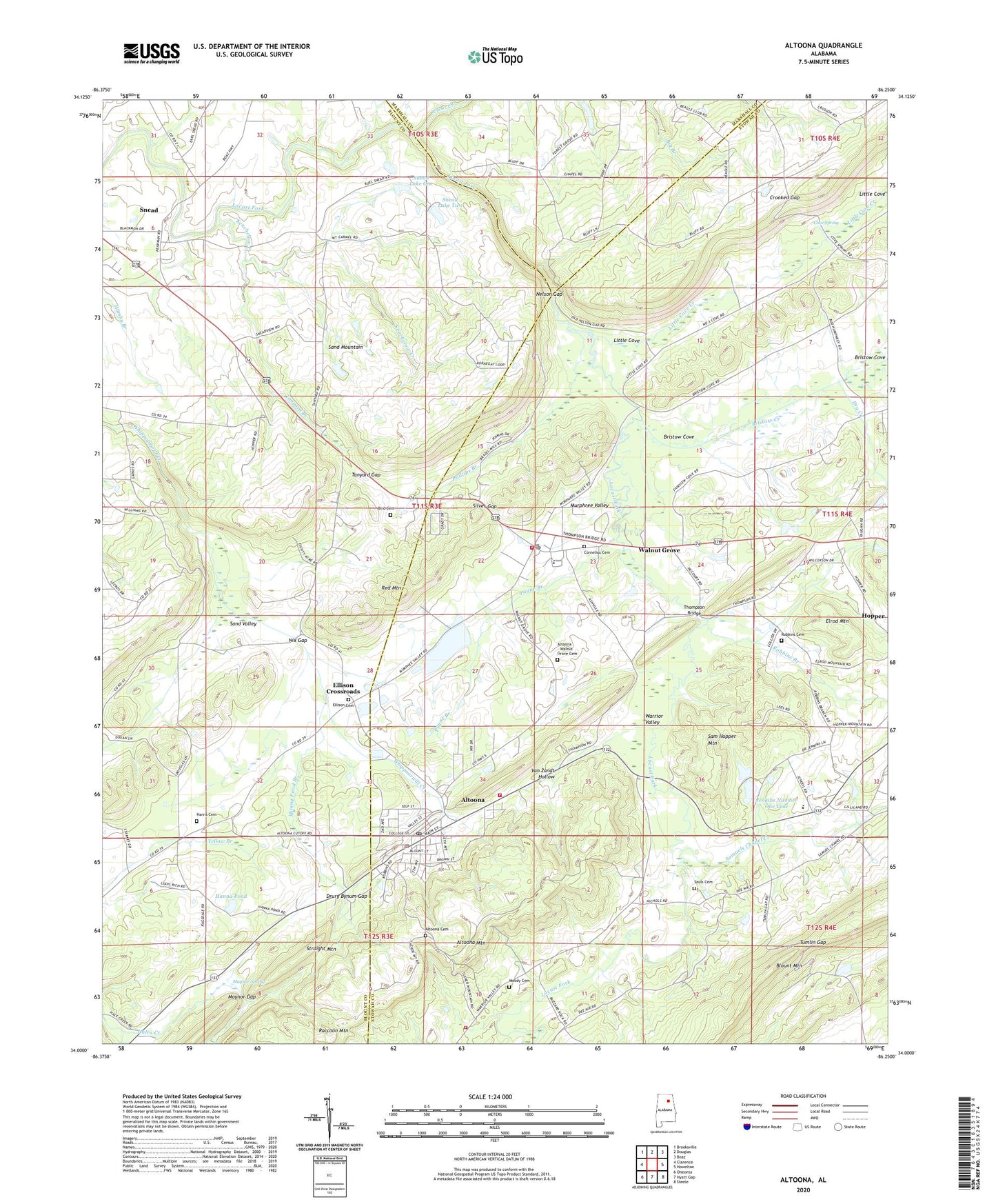 Altoona Alabama US Topo Map Image