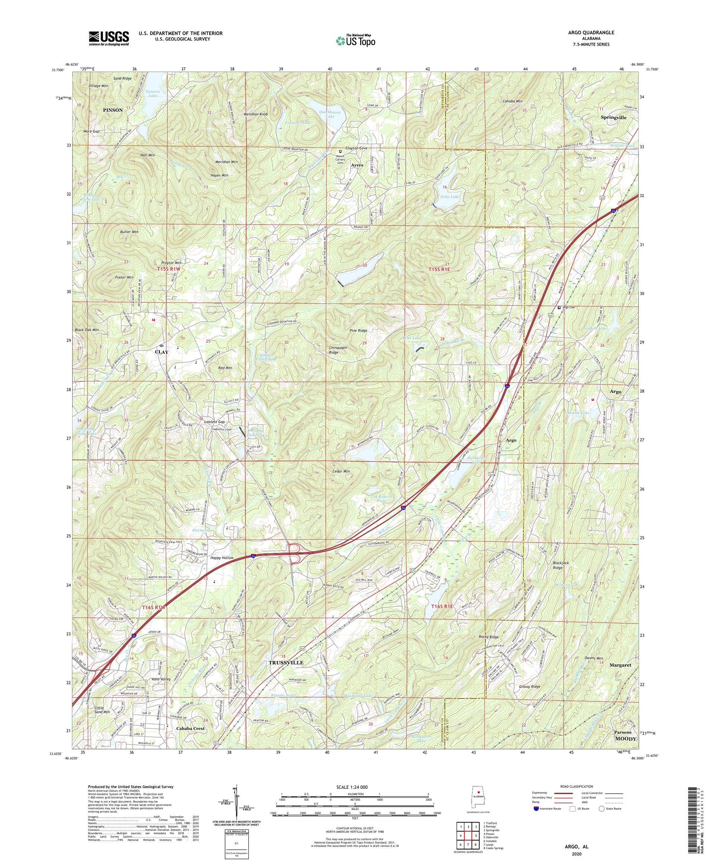 Argo Alabama US Topo Map Image