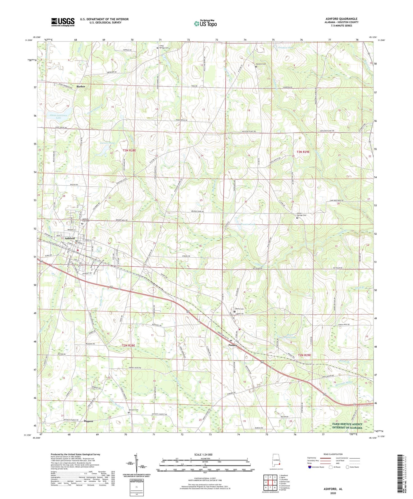 Ashford Alabama US Topo Map Image