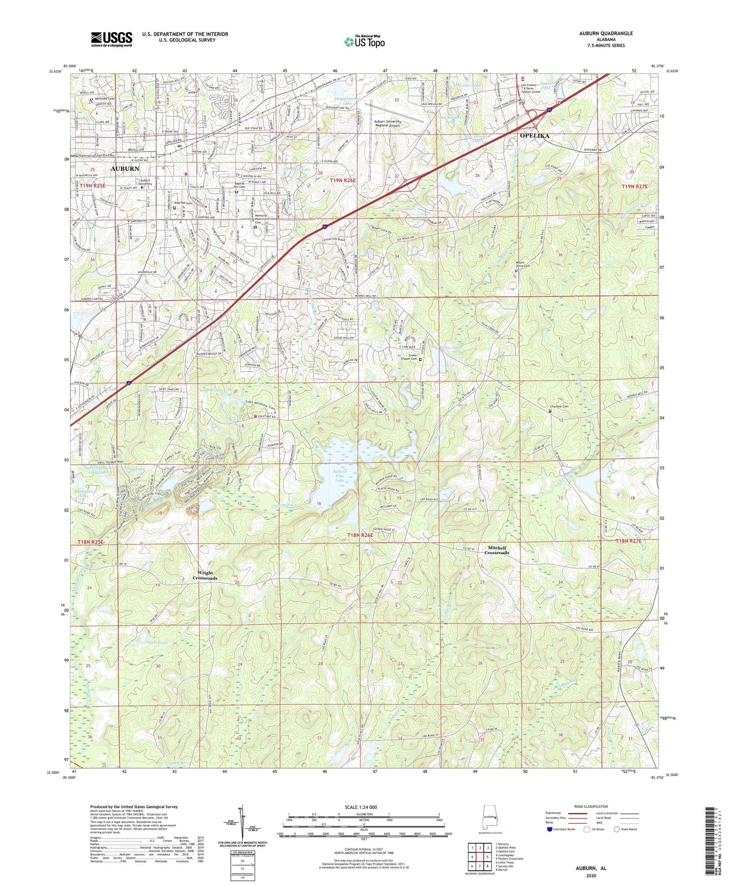 Auburn Alabama US Topo Map Image