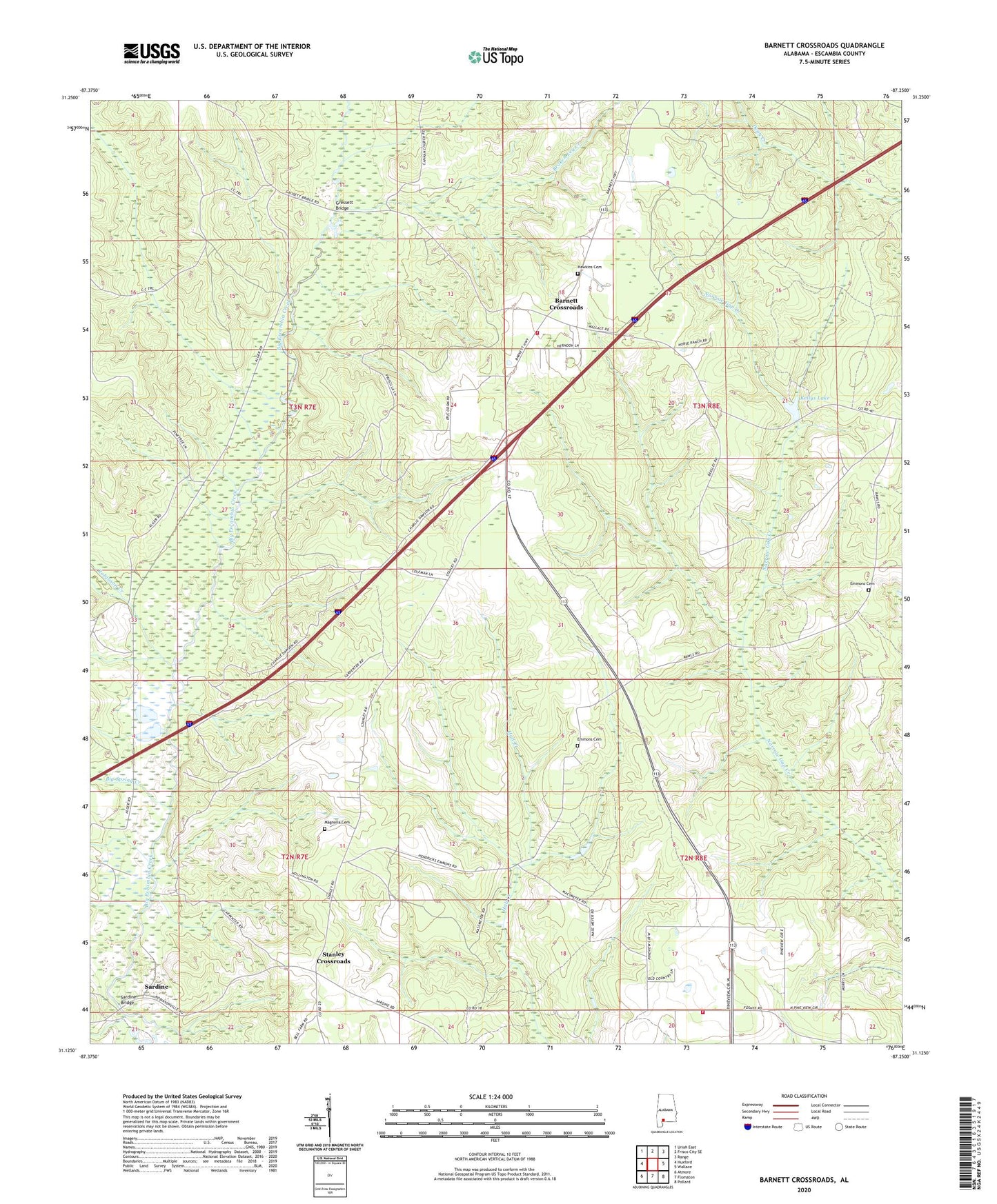 Barnett Crossroads Alabama US Topo Map Image