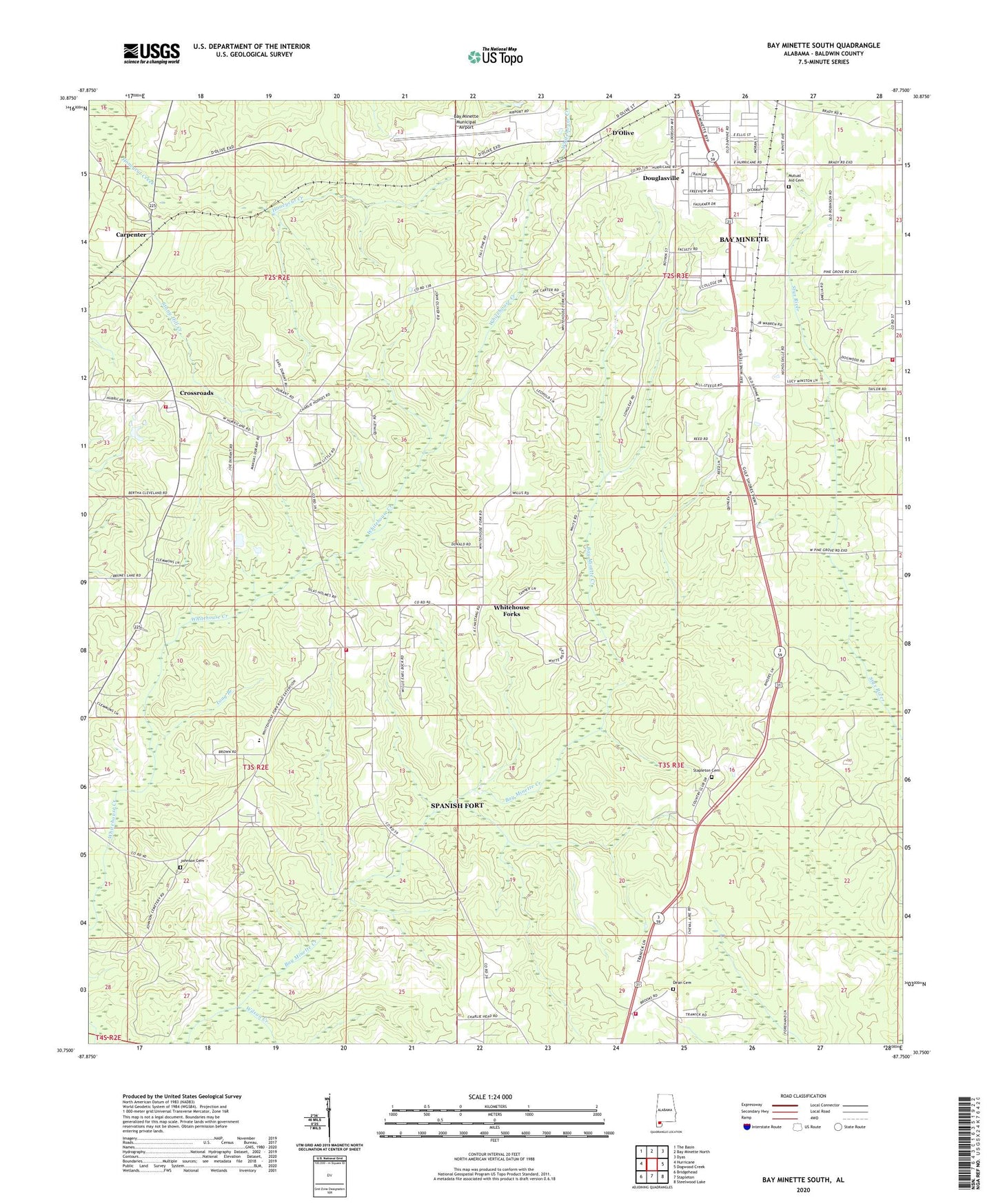 Bay Minette South Alabama US Topo Map Image