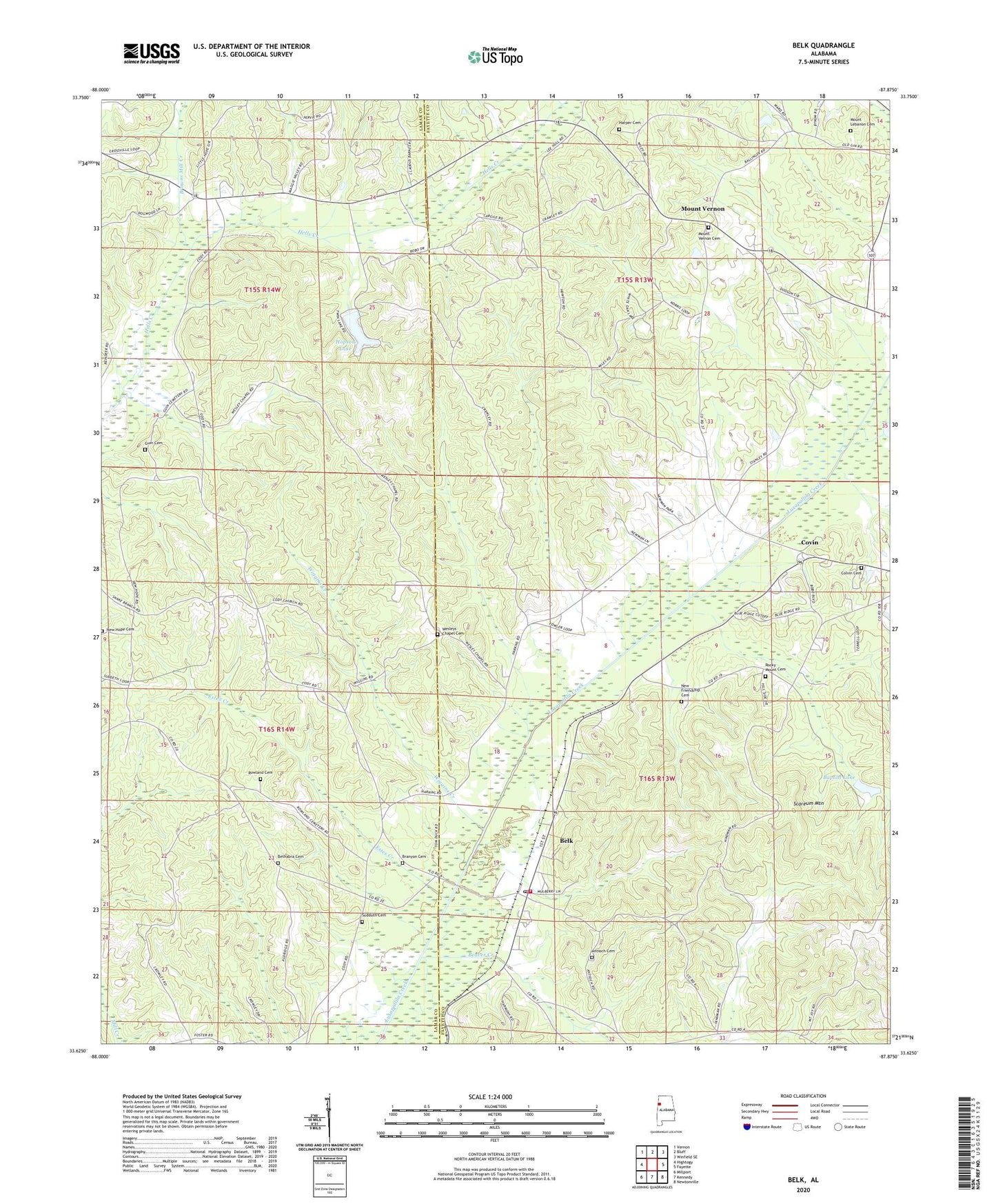 Belk Alabama US Topo Map Image