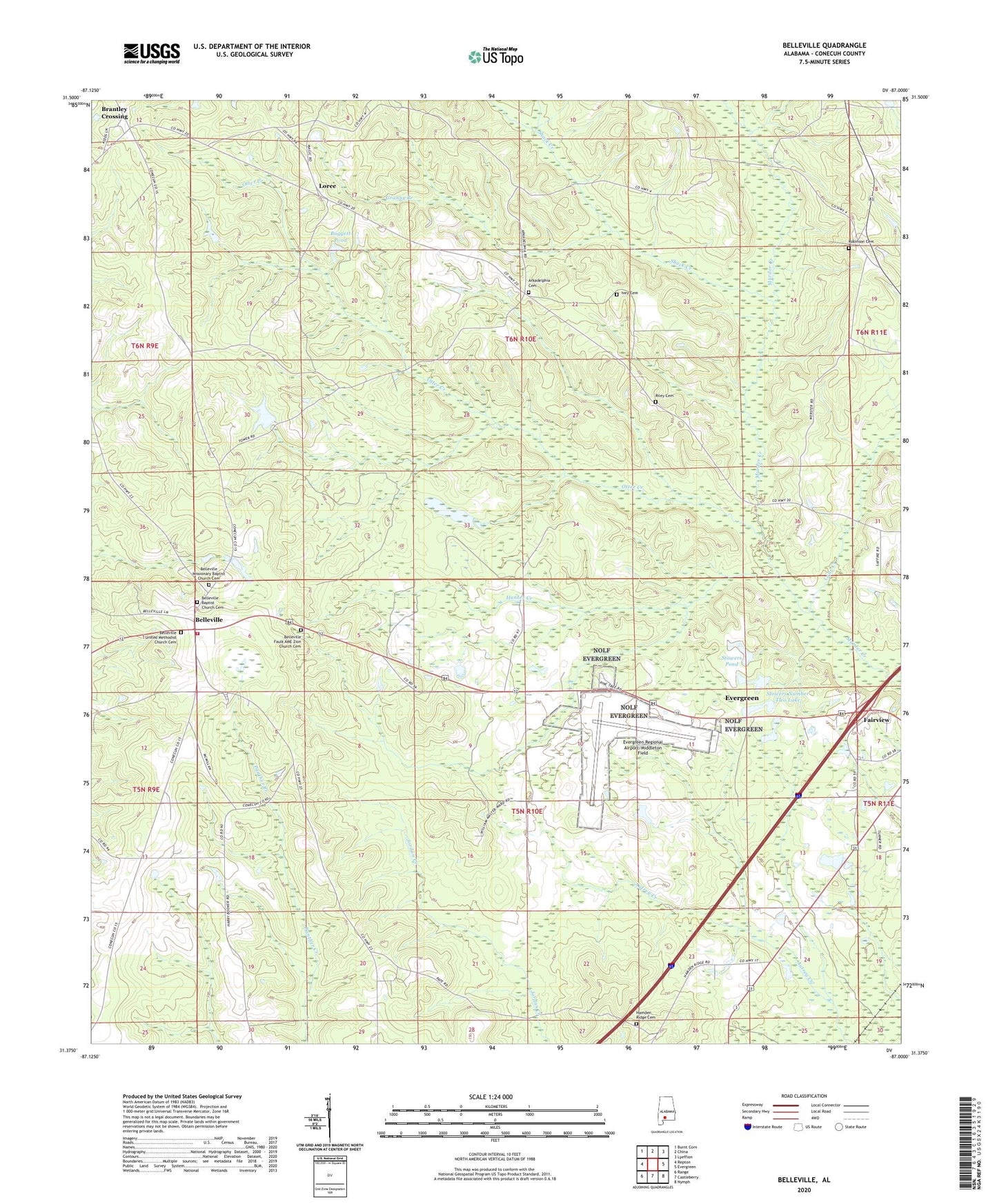 Belleville Alabama US Topo Map Image