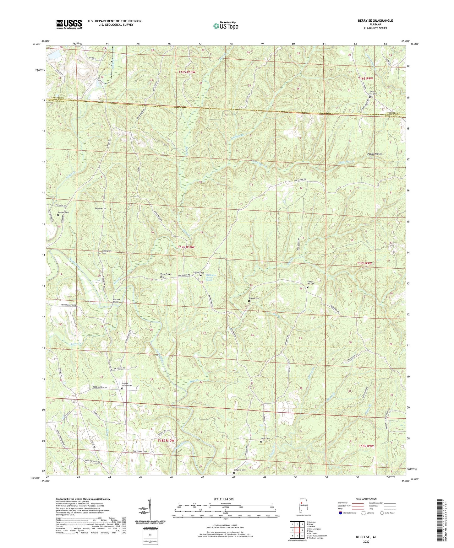 Berry SE Alabama US Topo Map Image
