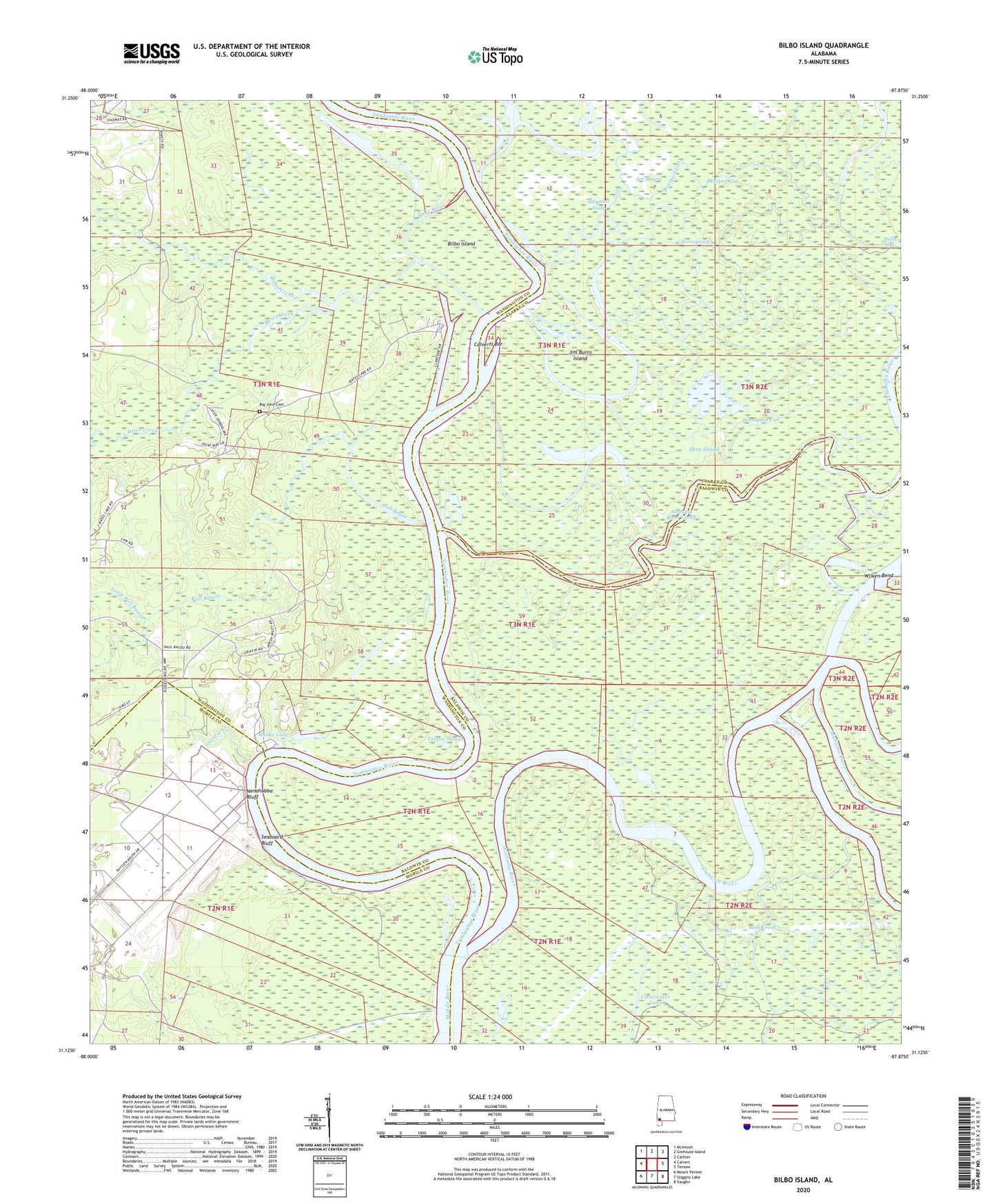 Bilbo Island Alabama US Topo Map Image
