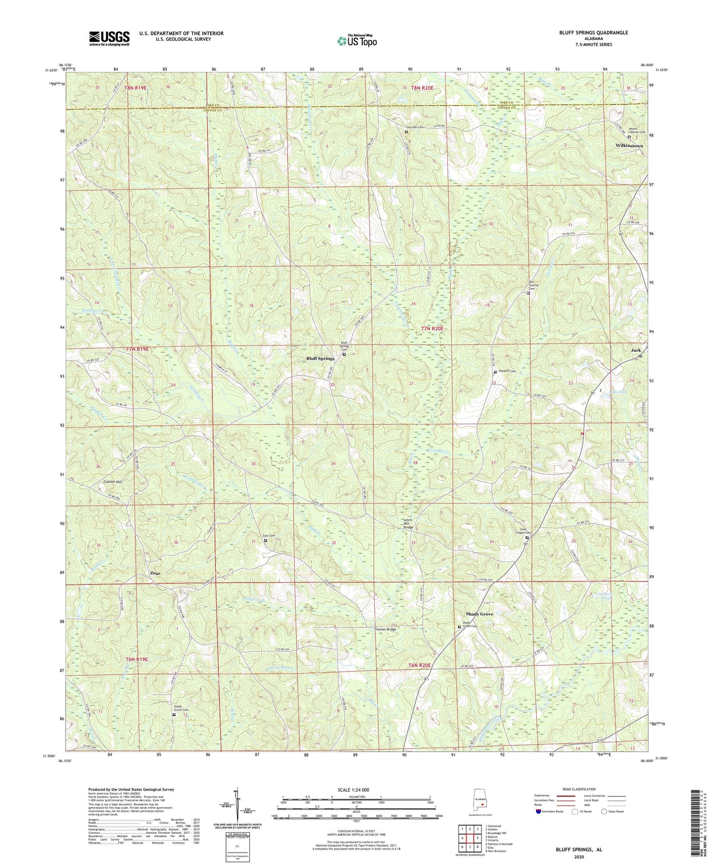 Bluff Springs Alabama US Topo Map Image
