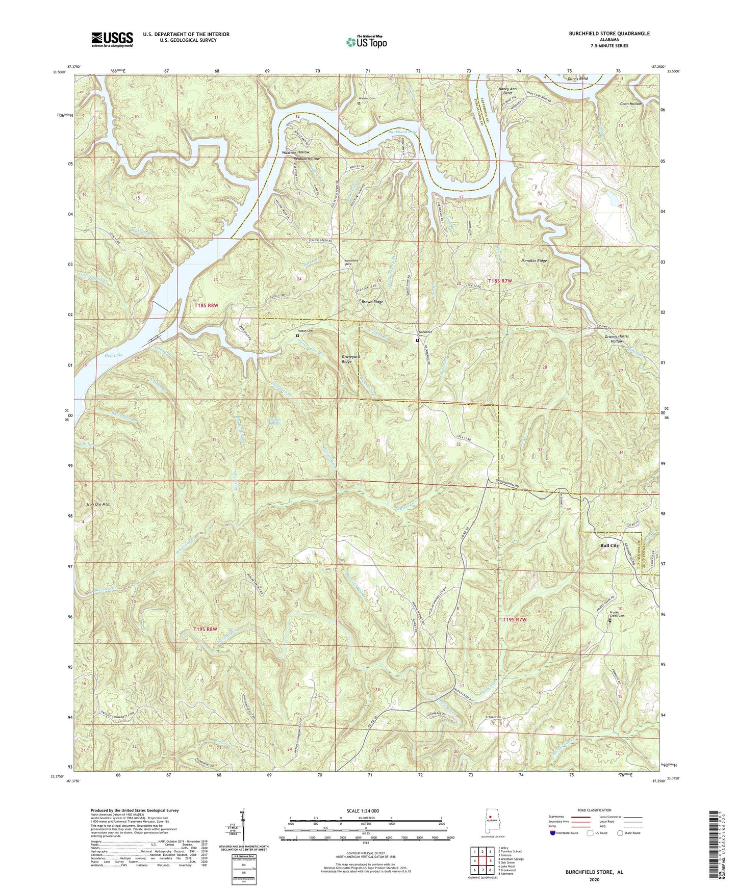 Burchfield Store Alabama US Topo Map Image