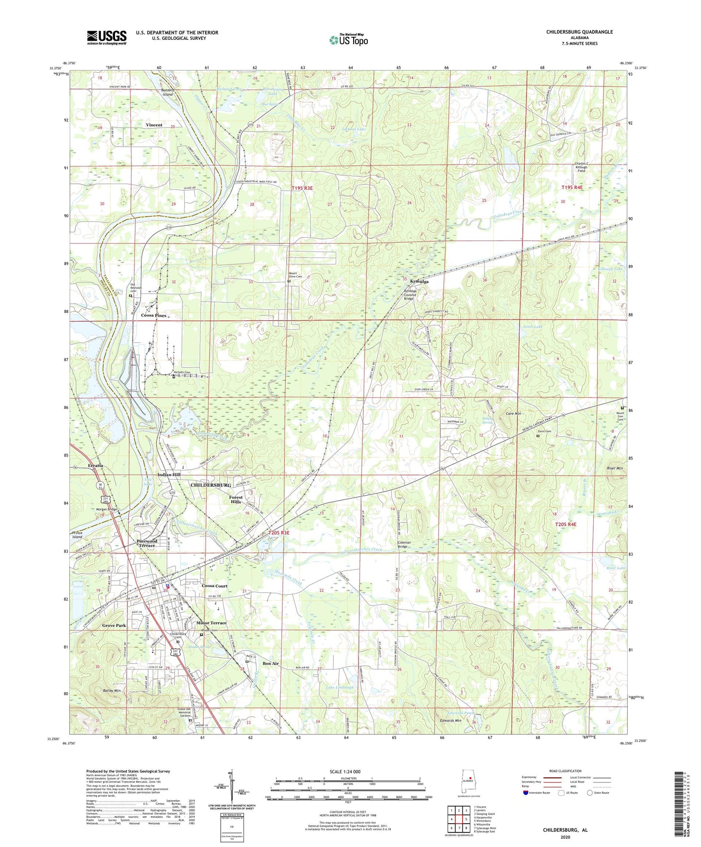 Childersburg Alabama US Topo Map Image