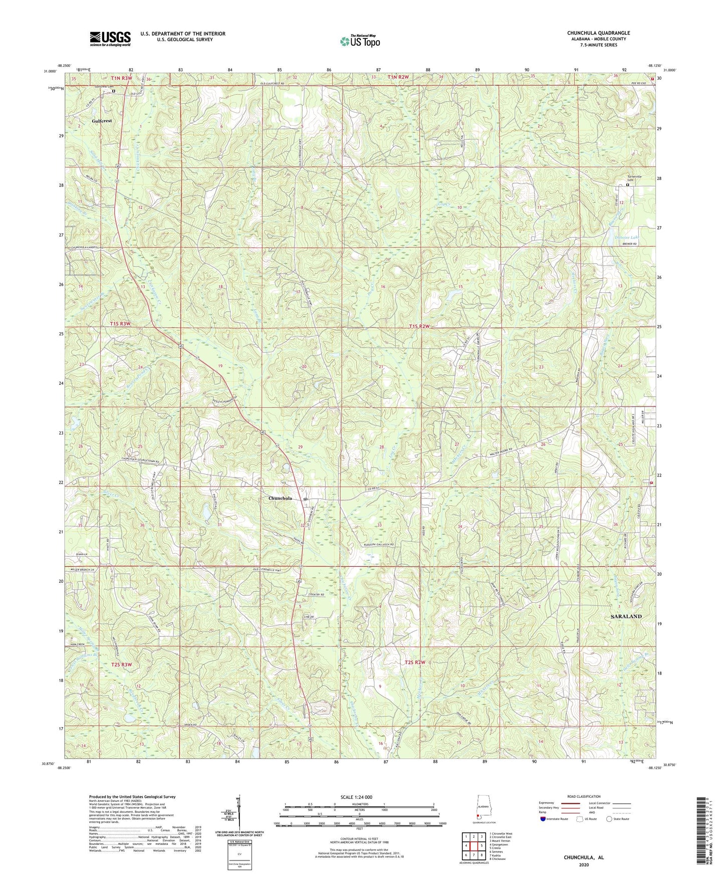 Chunchula Alabama US Topo Map Image